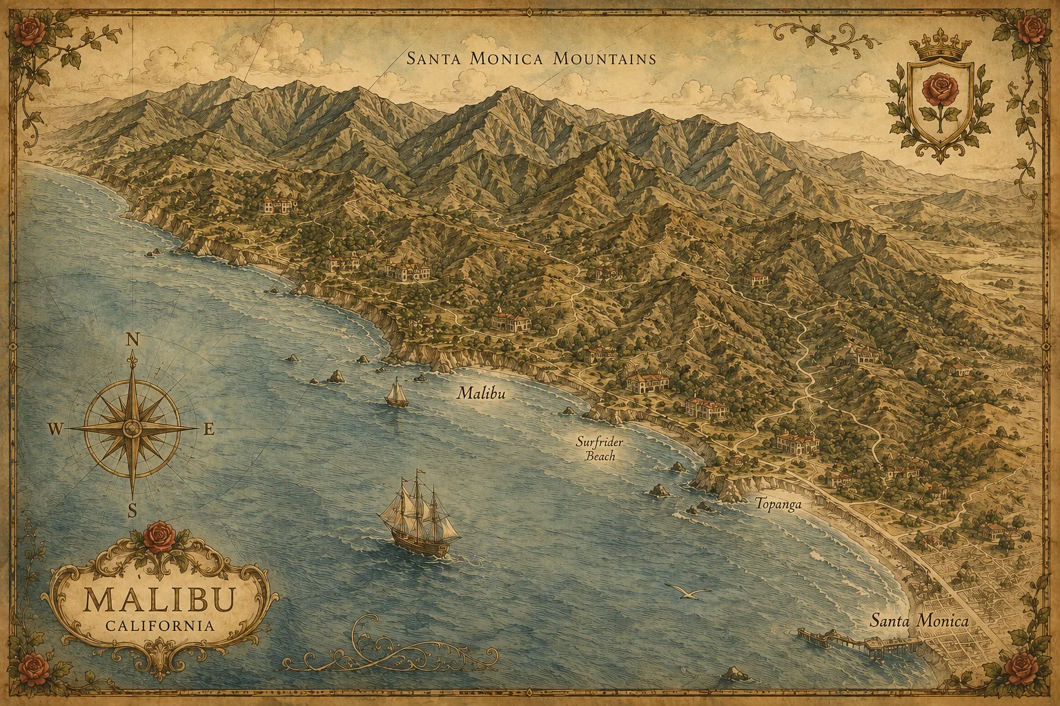 Map showing the journey to Elven Arches in Malibu